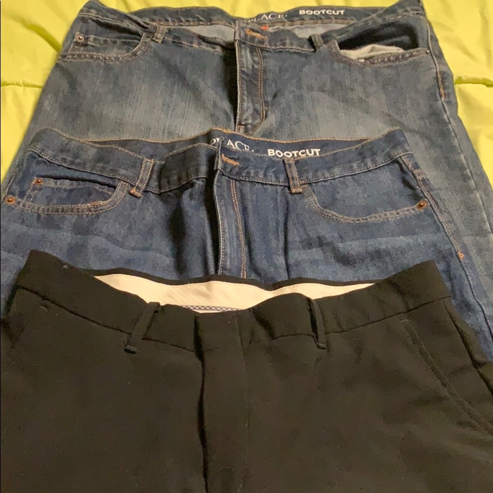 2 jeans and a dress pants